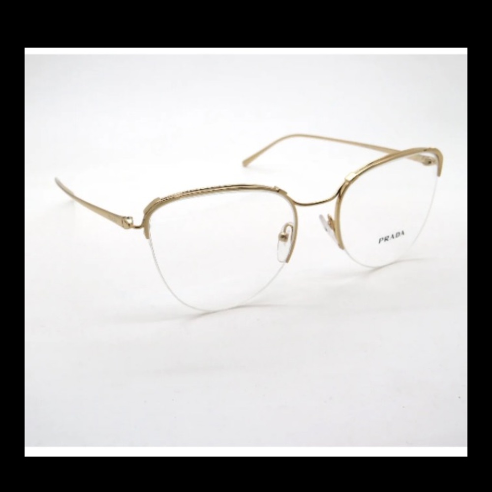 PRADA VPR 60U 5AK-1O1 Gold Authentic 53mm Semi-Rimless Eyeglasses New Women’s - Picture 4 of 9